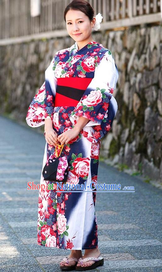 Top Authentic Traditional Japanese Kimonos Kimono Dress Yukata Clothing Garment Complete Set for Women Ladies Girls