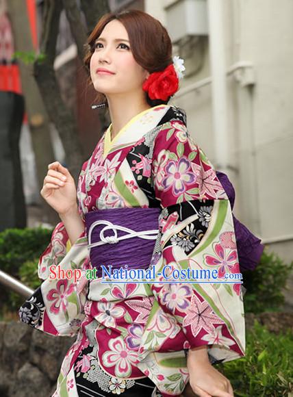 Top Authentic Traditional Japanese Kimonos Kimono Dress Yukata Clothing Garment Complete Set for Women Ladies Girls