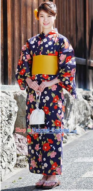 Top Authentic Traditional Japanese Kimonos Kimono Dress Yukata Clothing Garment Complete Set for Women Ladies Girls