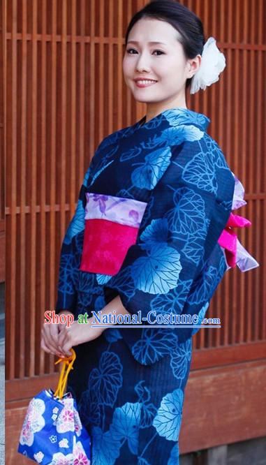 Traditional Authentic Japanese Kimono Kimonos Dress Fashion Furisode Yukata Clothing Robe online Complete Set for Women