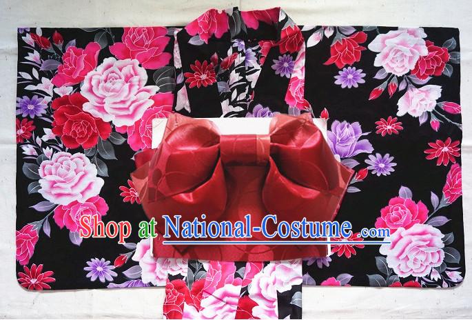 Top Authentic Traditional Japanese Kimonos Kimono Dress Yukata Clothing Garment Complete Set for Women Ladies Girls