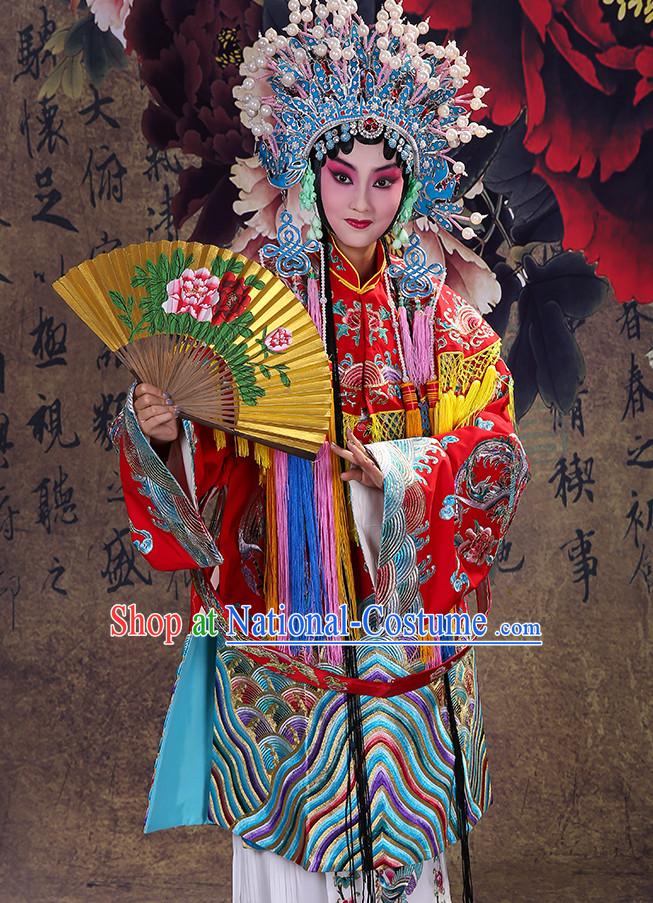 Ancient Chinese Hua Dan Empress Opera Costumes and Phoenix Coronet Complete Set for Women