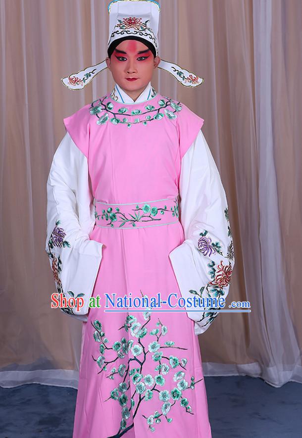 Ancient Chinese Young Scholar Beijing Opera Costumes Peking Opera Costume and Hat Complete Set for Men