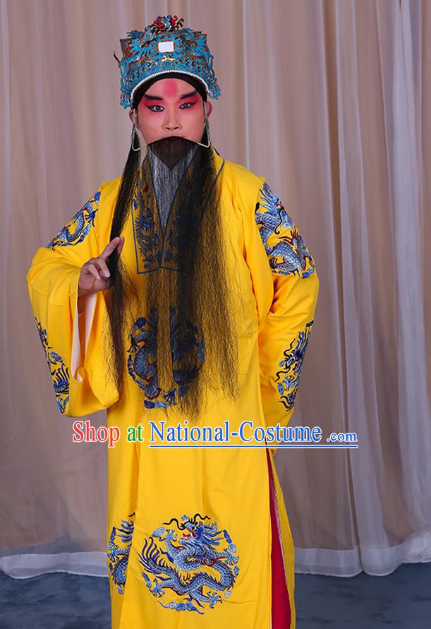 Ancient Chinese Beijing Opera Costumes Peking Opera Emperor Costume and Hat Complete Set for Men