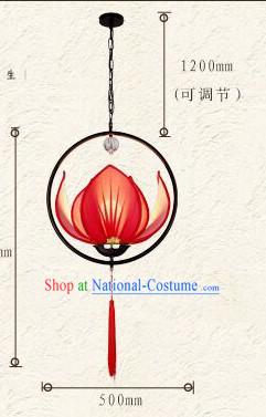 Red Handmade Chinese Classic Lotus Ceiling Lantern