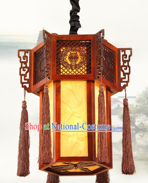 Chinese Antique Style Ancient Handmade Natural Wood Palace Lantern