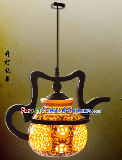 Chinese Antique Style Ancient Handmade Ceramics Tea Port Hanging Palace Lantern