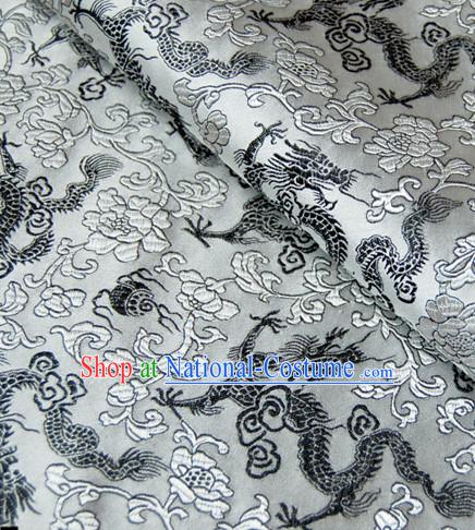 Chinese Traditional Grey Brocade Dragon Fabric