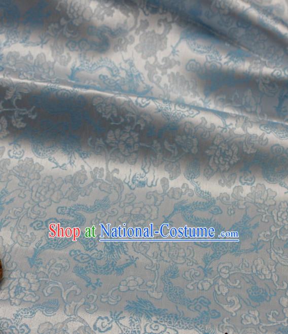 Chinese Traditional Silver Brocade Dragon Fabric