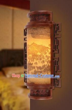 Chinese Ancient Handmade and Carved Natural Wood Wall Lantern