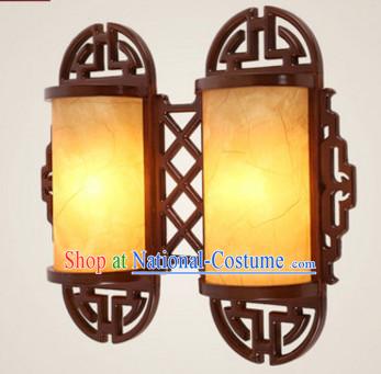 Chinese Ancient Handmade and Carved Natural Wood Wall Lantern