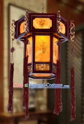 Chinese Ancient Handmade and Carved Natural Wood Hanging Lantern