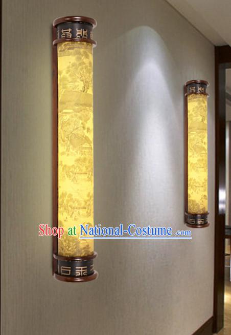 Chinese Ancient Handmade and Carved Natural Wood Wall Lantern