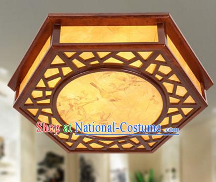 Chinese Ancient Handmade and Carved Natural Wood Ceiling Palace Lantern