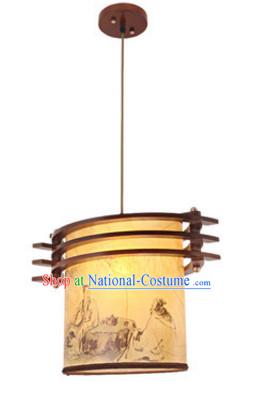 Chinese Ancient Handmade and Carved Natural Wood Hanging Palace Lantern