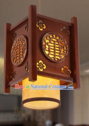 Chinese Ancient Handmade and Carved Natural Wood Hanging Palace Lantern