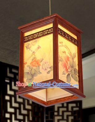 Chinese Classical Handmade and Carved Natural Wood Hanging Palace Lantern