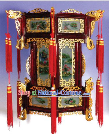 Three Layers Chinese Classical Handmade and Carved Hanging Palace Lantern