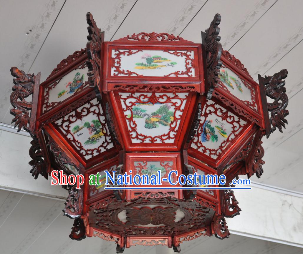 Chinese Classical Handmade and Carved Octagonal Hanging Dragon Palace Lantern