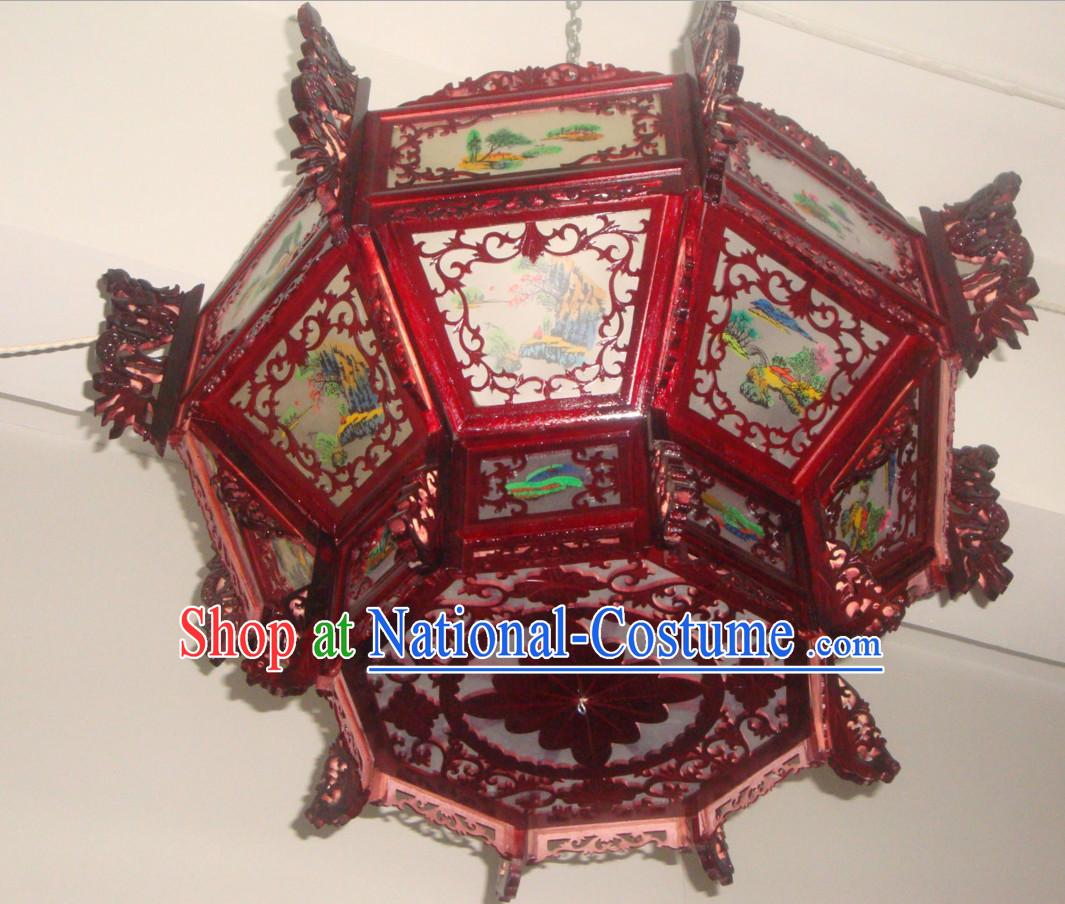 Chinese Classical Handmade and Carved Octagonal Dragon Hanging Palace Lantern