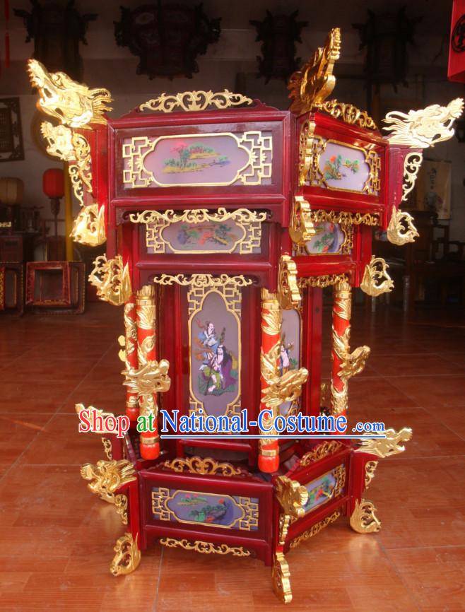 Golden Dragon Chinese Classical Handmade and Carved Hanging Palace Lantern