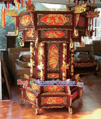 2 Meters High Red Golden Dragon Chinese Classical Handmade and Carved Hanging Palace Lantern