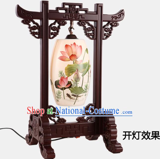 Chinese Classical Handmade Ceramics Desk Lantern