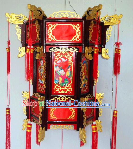 Three Layers Red Gold Chinese Classical Hanging Palace Lantern