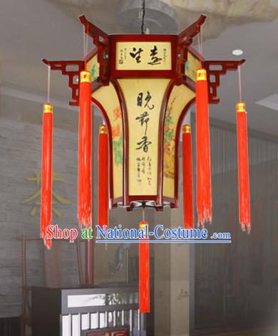 Traditional Chinese Classical Natural Wood and Carved Hanging Palace Lantern