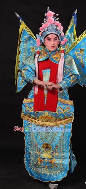 Ancient Chinese Opera Embroidered Dragon General Costumes Complete Set