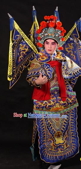 Ancient Chinese Opera Embroidered Dragon General Costumes Complete Set