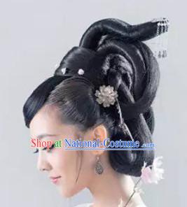 Chinese Classic Fairy Hairstyle Female Black Long Wigs