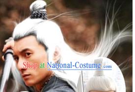 Chinese Ancient White Male Hairstyle Long Wigs