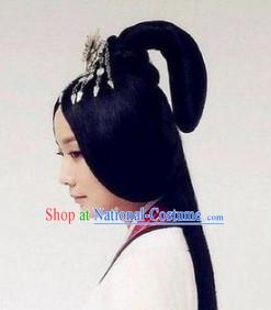 Chinese Ancient Imperial Empress Female Hairstyle Long Black Wigs