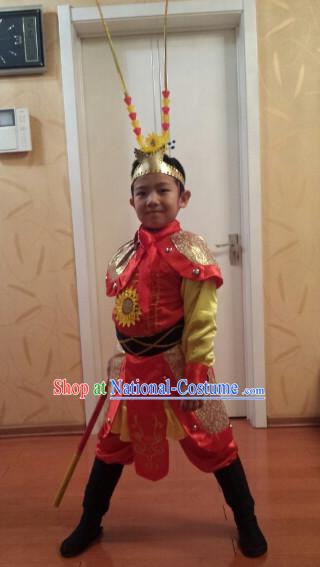 Chinese Lunar Monkey Year Sun Wukong Monkey King Costumes Complete Set for Kids or Adults