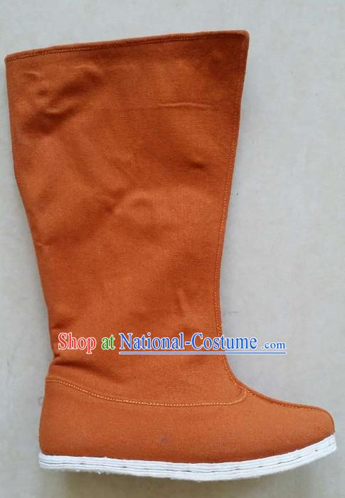 Ancient Chinese Handmade Brown Hanfu Boots Shoes