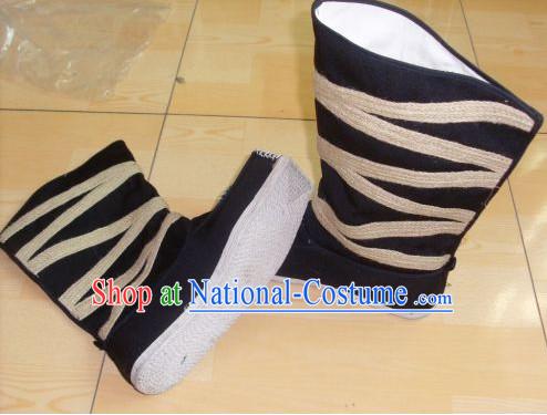 Ancient Chinese Handmade Black Boots Shoes