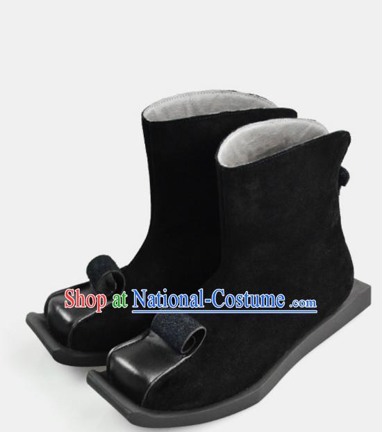 Traditional Chinese Style Classic Handmade Black Boots for Men