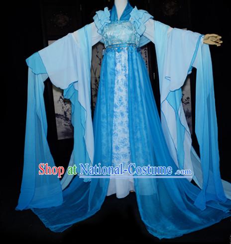 Ancient Chinese Blue Fairy Garment Complete Set for Women