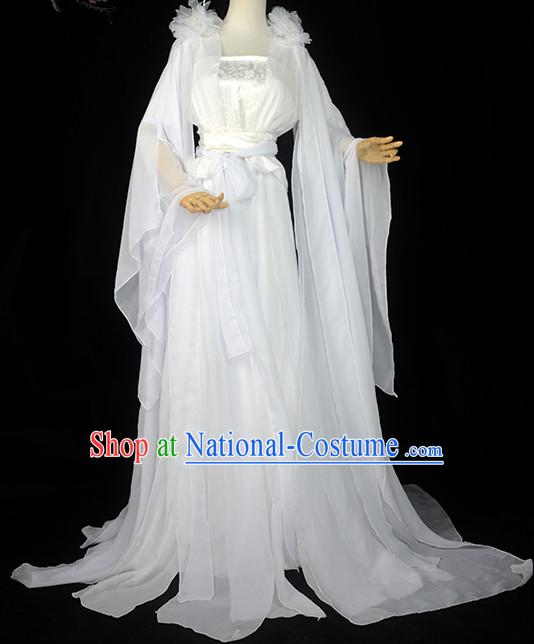 Ancient Chinese White Fairy Costume Complete Set for Women