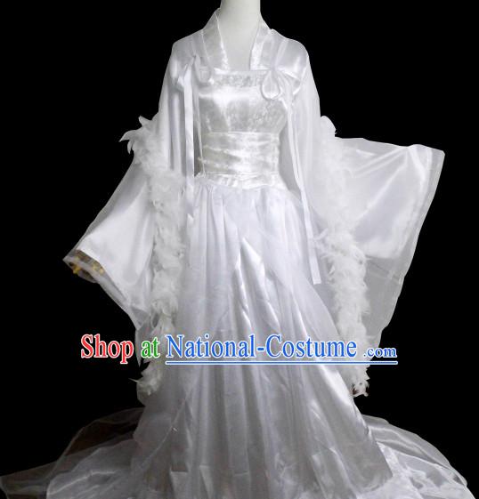 Traditional Chinese Classical Pure White Bridal Dress for Women