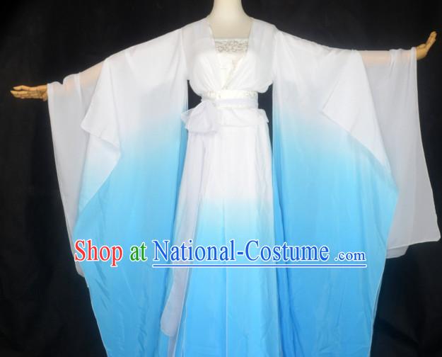 Blue to White Traditional Chinese Classical Dancing Costumes for Women