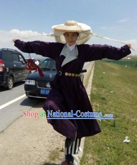 Ancient Chinese Swordswoman Costume and Hat Complete Set for Women or Girls