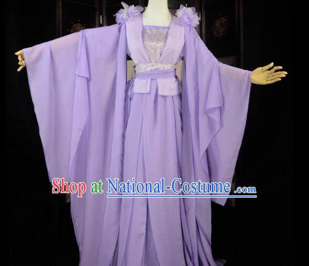 Purple Traditional Chinese Classical Fairy Costumes Complete Set for Women or Girls