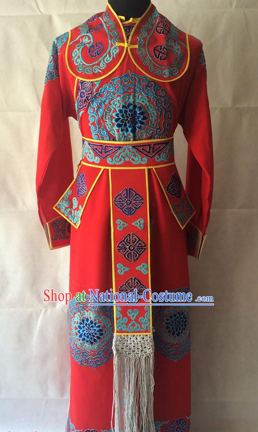 Ancient Chinese Opera Embroidered General Costumes Complete Set for Men