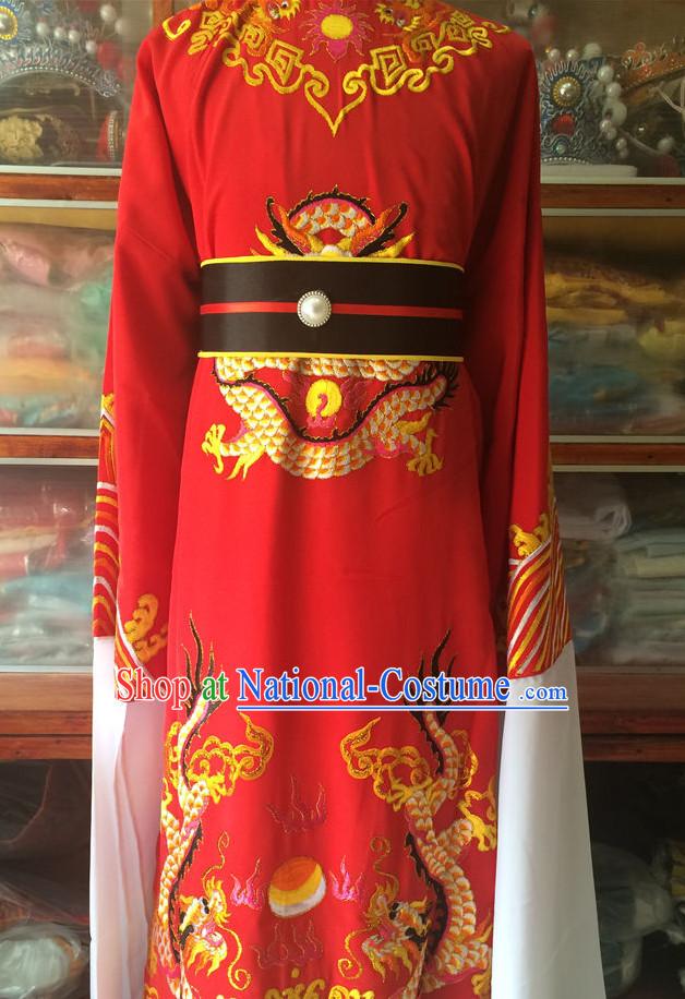 Ancient Chinese Opera Embroidered Dragon Emperor Costumes Complete Set for Men