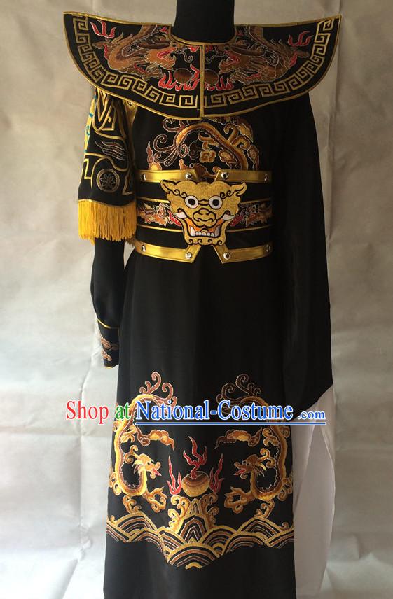 Ancient Chinese Opera Embroidered Dragon General Costumes Complete Set for Men