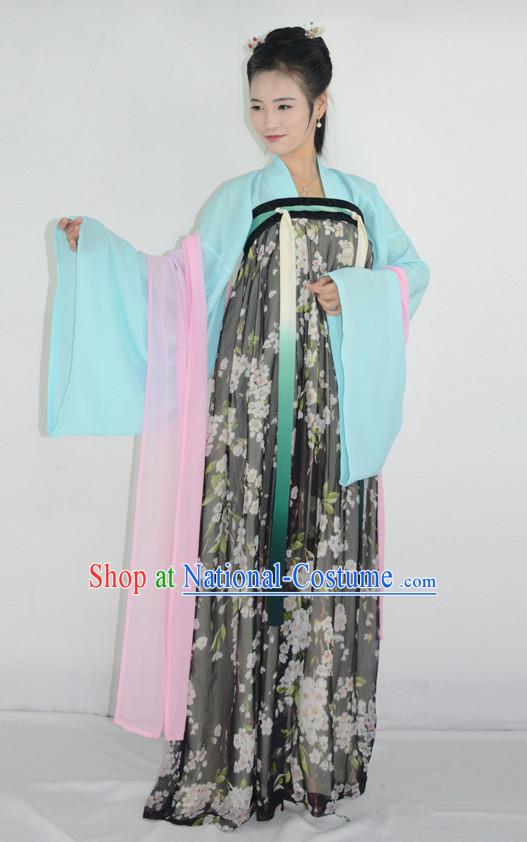 Ancient Chinese Tang Dynasty Ruqun Hanfu Garment and Hair Accessories Complete Set for Women