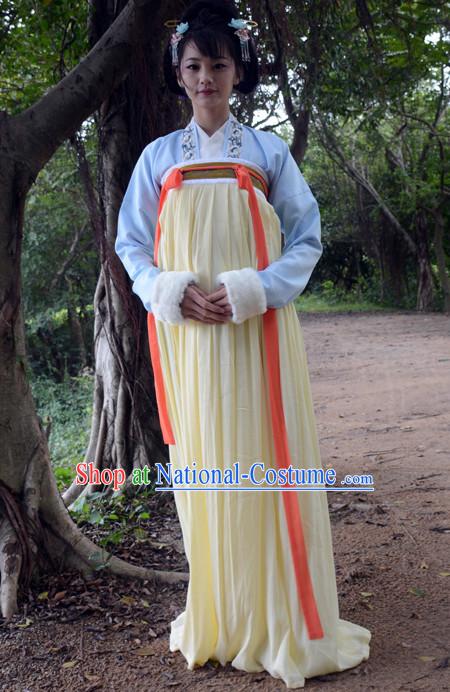 Ancient Chinese Tang Dynasty Clothing and Hair Accessories Complete Set for Women