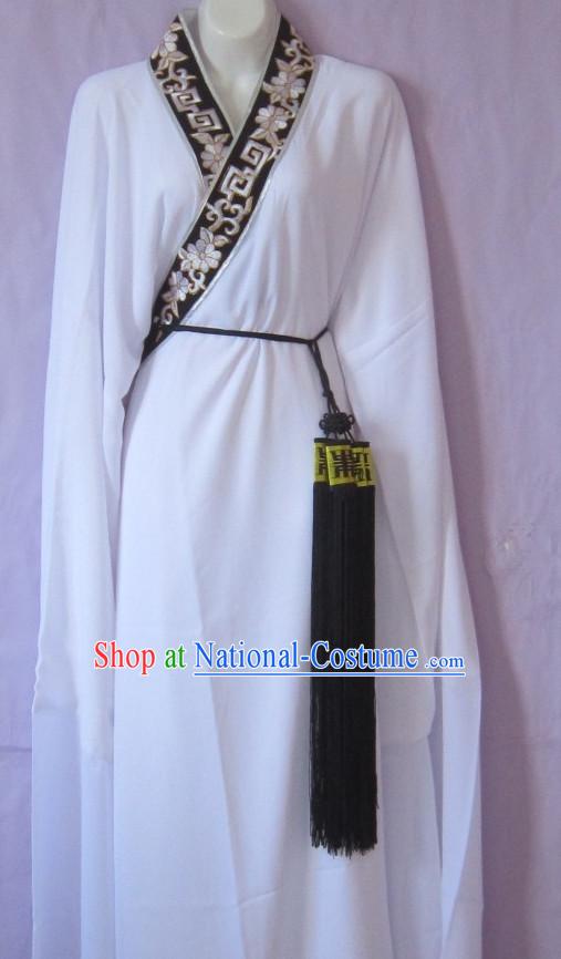 Ancient Chinese Long Sleeves White Hanfu Dress for Men